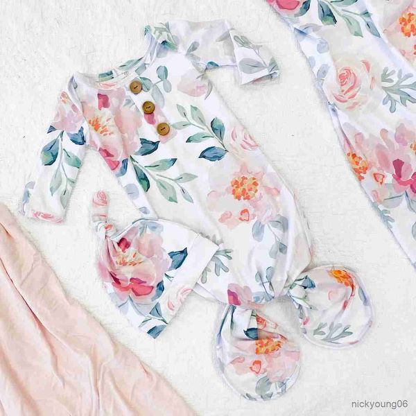 

sleeping bags cotton newborn baby with hat floral print full body classic long sleeve swaddle blanket wrap clothing r230614