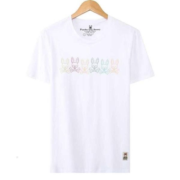 

psycho bunny t shirt skull rabbit full paste printed round neck casual short-sleeved t-shirt fashion brand pure cotton, White;black
