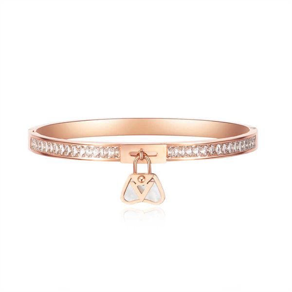 

shell lock design fashion women's crystal bracelet bangle silver / gold rose gold stainless steel for women