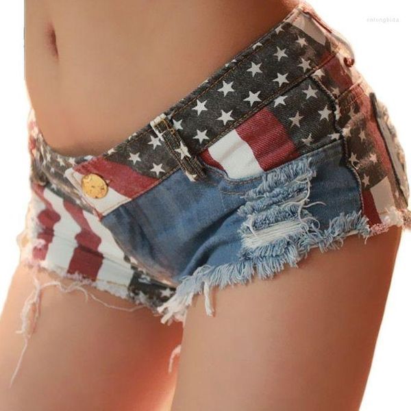 

women's shorts independence day low waist denim jean stripes stars usa flag printed hole s-2xl 388#, White;black
