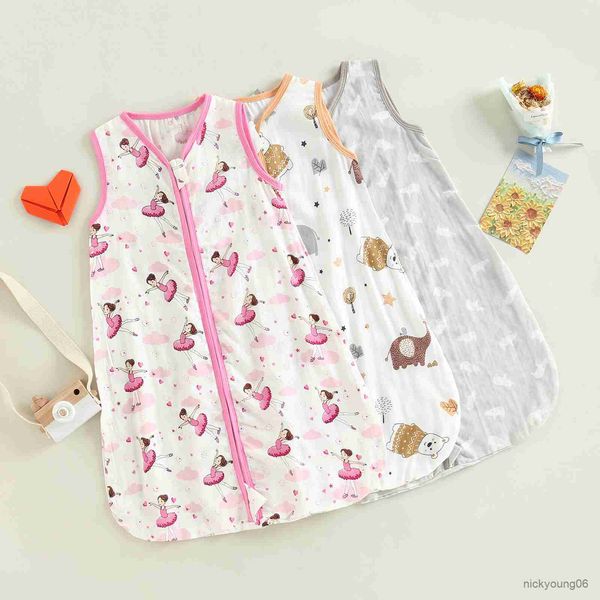 

sleeping bags infant newborn baby girls boys swaddle wrap animal vest bag with zipper sleeveless sleep r230614