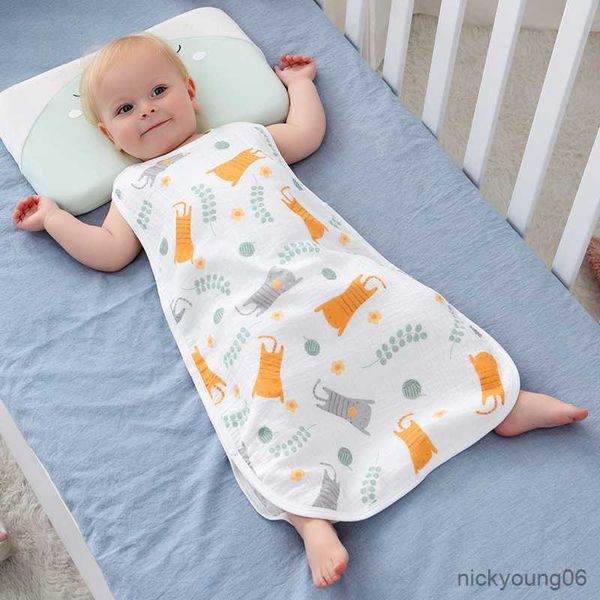 

sleeping bags baby toddler cotton gauze sleeveless vest muslin for newborn girl boy gowns r230614