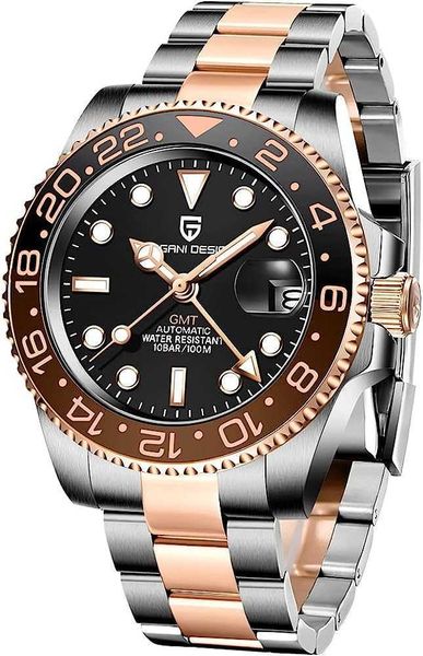 

luxury ceramic rotating bezel r luminous o wrist watches l 40mm*13mm e 904l x automatic brand steel sports gift iced movement gift, Slivery;brown
