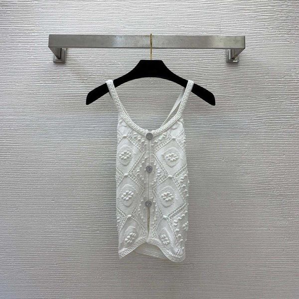 

23ss womens knits women designer clothes spring and summer new solid color cut-out design slimming knit suspender women clothes, White
