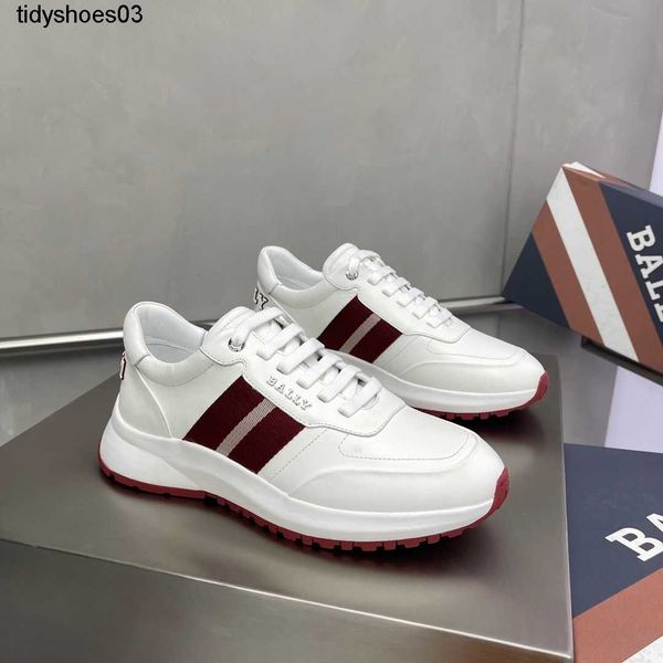 

ball new sport shoe frosted calf leather upper with classic red and white striped webbing, Black