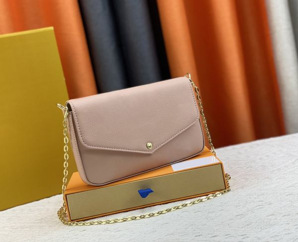 

designer women shoulder bag luxury pochette felicie handbags embossed flower letters empreinte leather chains evening bags ladies mini fashi
