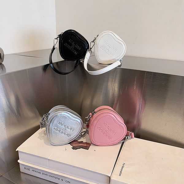 

children cute love heart handbags fashion kids embossed letter mini one shoulder bag baby girls fashion messenger bags f1718, Black