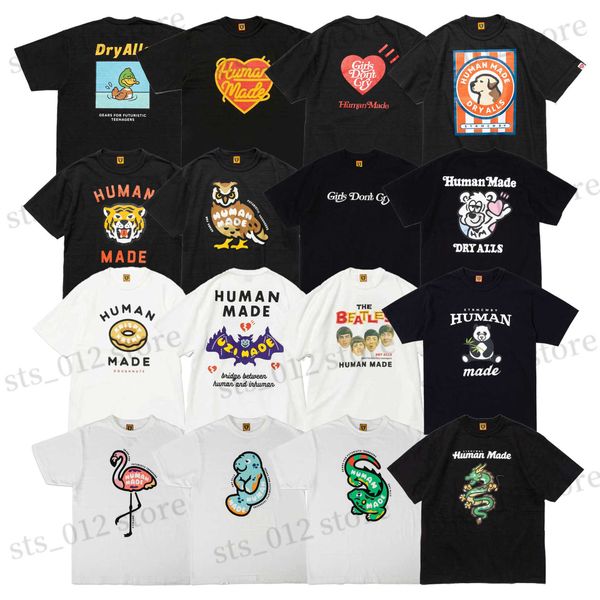 

men's t-shirts human made fun print bamboo cotton short sleeve t-shirt for men women t230614, White;black