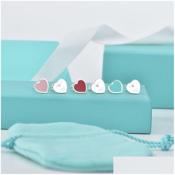 

stud s925 sterling sier sweet heart designer earrings for women luxury brand letters cute ol engagement asymmetrical ear rings earri dhz8x, Golden;silver