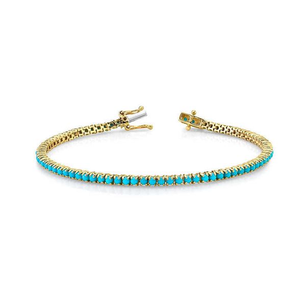 

wholesale 14k gold natural turquoise stone tennis bracelet jewelry, Silver