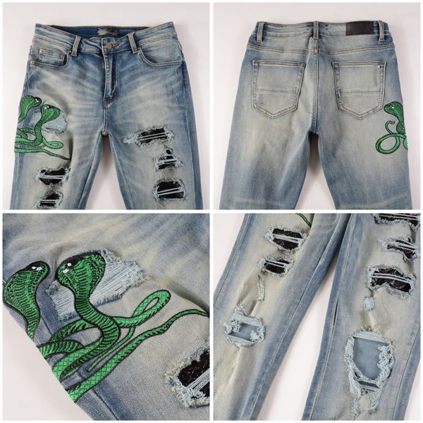 

ruched trousers ripped jeans miri jeans men's jeans designer jeans knee skinny straight size 28-40 motorcycle trendy long straight hole, Blue