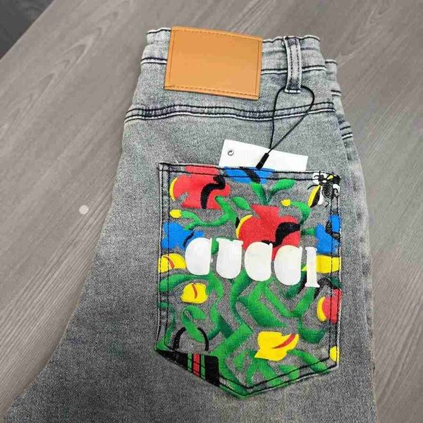 

2023 luxury men's designer mens ripped skinny levi jeans for denim pants fashion printed casual washed, Blue