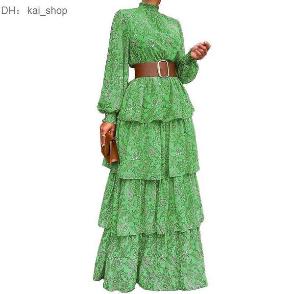 

fd798 2023 spring new half high collar ruffled fragmented long dress 21, Black;pink