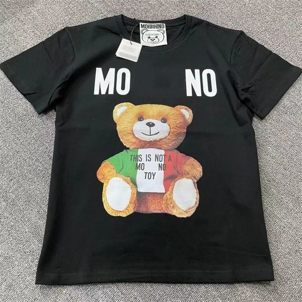 

italy brands comfort colors t shirts plush bear letter graphic print leisure fashion durable quality couple coach designer mens womans cloth, White;black