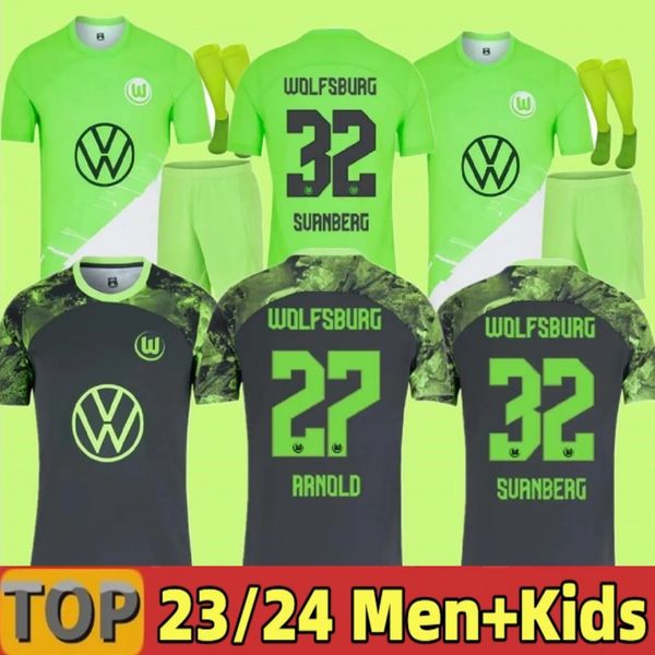 

4xl 23/24 vfl wolfsburg soccer jerseys weghorst steffen brekalo 2023 2024 football shirt arnold xaver mbabu guilavogui mehmedi roussillon me, Black;yellow