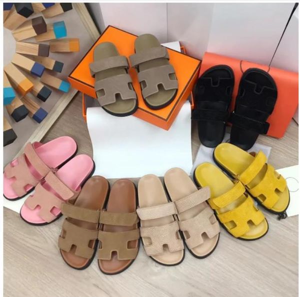 

h chypre slippers fashion designer sandals comfort slipper platform sandal beach classic flat sandal lady leather flip flops, Black