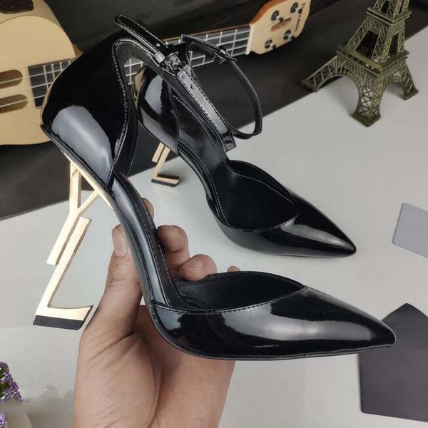 

ladies sandals summer shoes designer heels opyum stilettos letter sandals leather wrapped heels women's shoes banquet stylist dress, Black