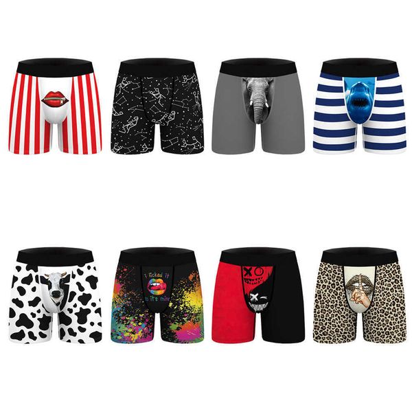 

digital printed 3d men's comfortable and breathable boxer shorts soft underwear large size, Black;white