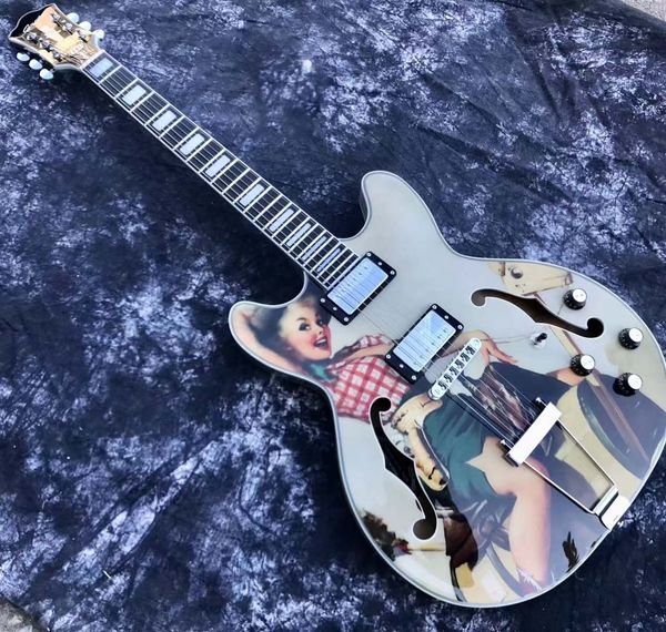 

custom 2023 new semi jazz with decals 335 style electric guitar