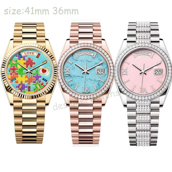 

watch womens new high mens end designer automatic movement diamond watch 41mm36mm size diamond chain waterproof sapphire glass luxury watch, Slivery;golden