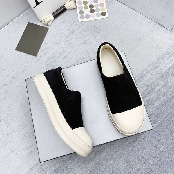 

versatile couple shoes with one step luxury designer slider canvas leather thick sole elevated mens shoes casual womens shoes size 35-48 +bo, Black