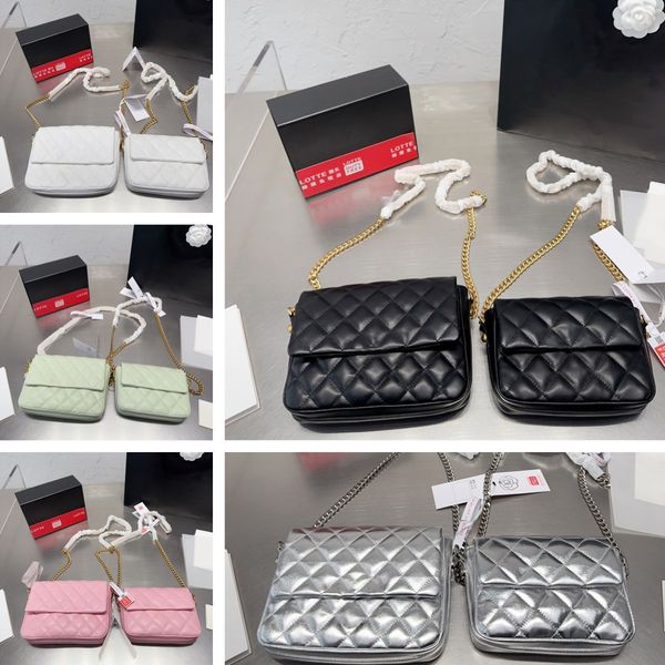 

designer tote bag double letter solid buckle square stripe luxury handbag