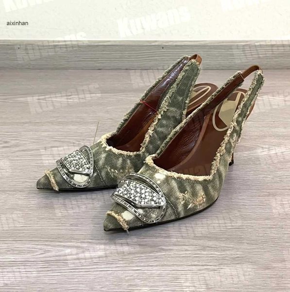 

d-venus sb denim heels slingback womens sandals pumps d kittie canvas d venus beach summer luxury designer high heel party wedding leather66, Black