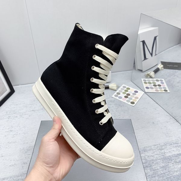 

matsuke thick sole high lace up canvas shoes luxury designer mens shoes slider womens shoes fashion casual short boots couple shoes sizes 35, Black