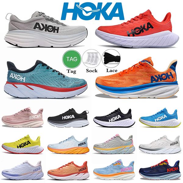 

hoka bondi 8 running shoes women men clifton 8 9 triple white athletic shoe shock absorbing road fashion sneakers one one highway climbing p