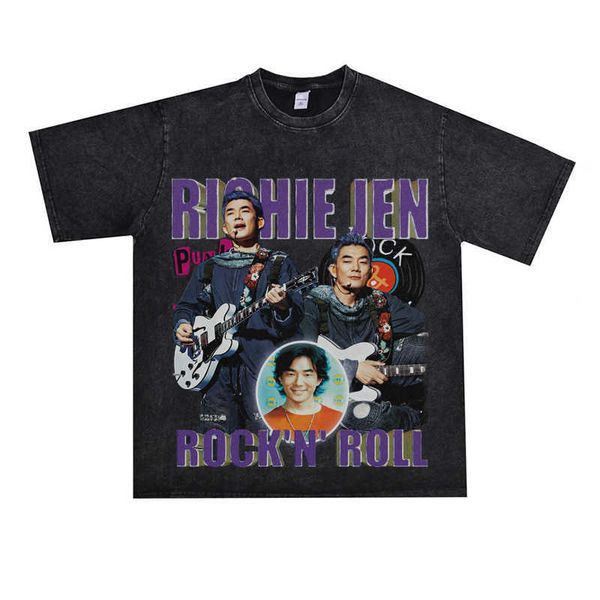 

richie jen character poster china-chic cotton t-shirt men women, White;black