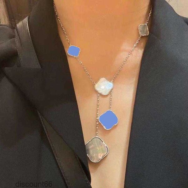 

pure silver vintage six/6-flowers desinger necklace 4/four leaf clover charm bracelets bangle chain 18k gold agate shell mother-of-pearl flo