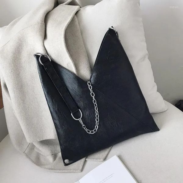 

evening bags women pu leather handbags zipper big lady shoulder armpit bag casual tote crossbody retro metal strap