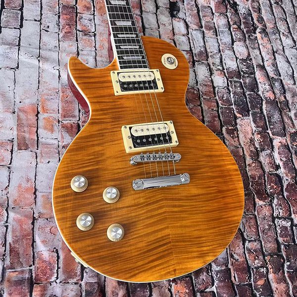 

left-handed electric guitar, fine tiger face, mahogany, home delivery