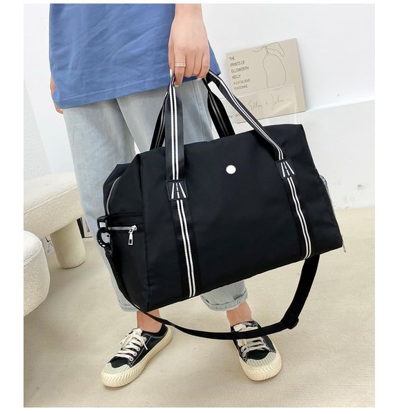 

lu duffel bags nylon simple large capacity shoulder yoga handbag portable workout gym female bag with shoes compartment kb5020