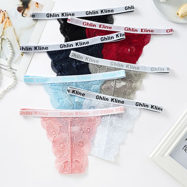 

feminine lingerie cotton lace panties thongs woman letter belt briefs low waist shorts girl underwear intimates lingerie dz6368, Black;white