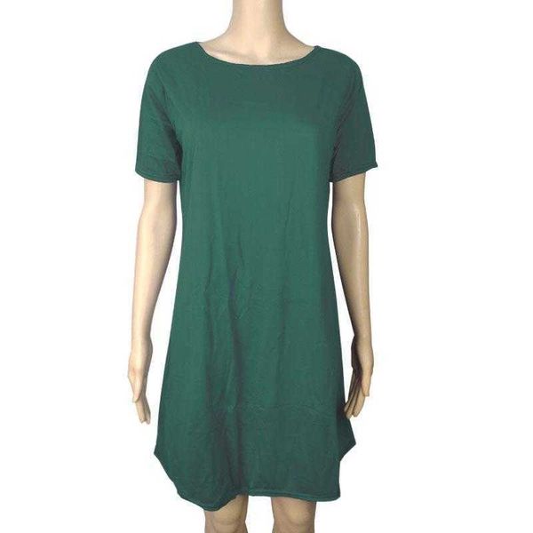 

short sleeve plus size solid color dress womens scoop neck summer, Black;gray