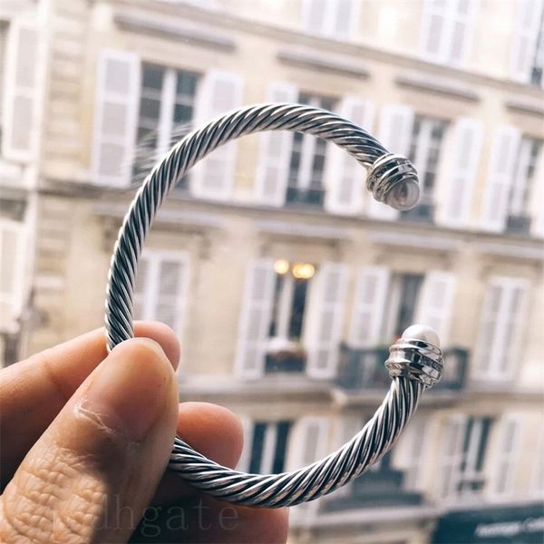 

hip hop mens bracelet jewelry woman designer bracelets dy twisted pearl link peculiar plated silver punk luxury jewellery fashion love brace, Black