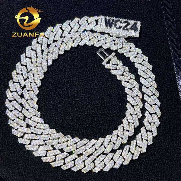 

zuanfa jewelry custom made name clasp miami vvs moissanite diamond cuban link necklace iced out cuban chain, Silver