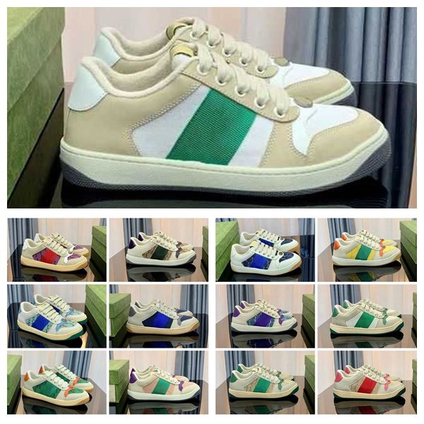 

r stripe shoes fashion beige butter dirty leather lace-up tennis shoe fabric vintage red and green low canvas sports casual men women screen, Black
