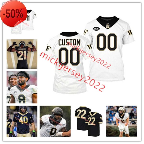 

wake forest football jersey custom stitched mens caelen carson horatio fields zach vaughan dez williams elijah hall andre hodge wake forest, Black;red