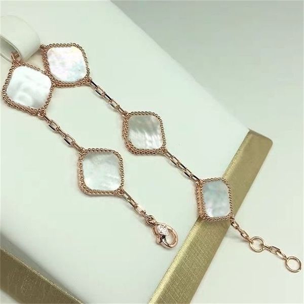 

lady four leaf clover charm bracelets designer for women rose golden couples blue black white retro plated silver jewelry cjeweler designer, Golden;silver