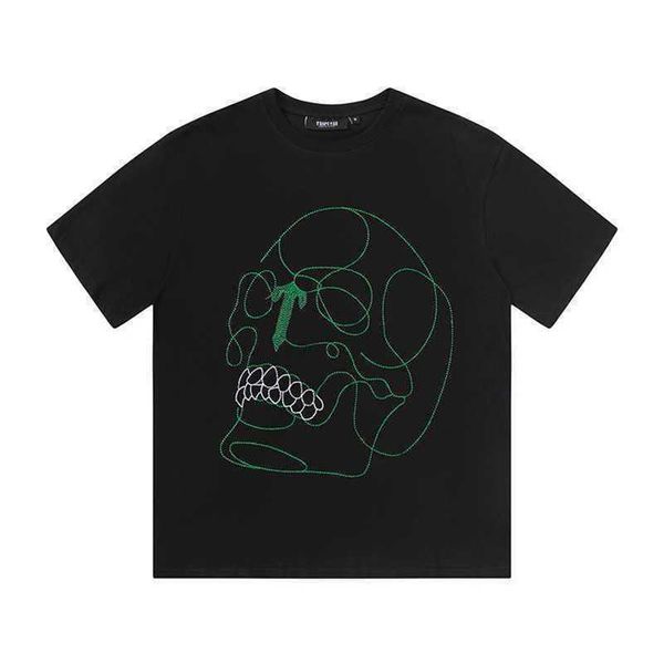 

designer fashion clothing high street ts short sleeve skull head print short sleeve round neck loose fitting t-shirt for sale, White;black
