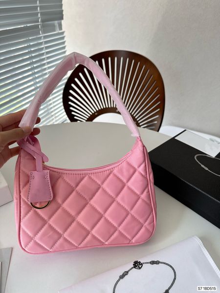 

design sense underarm bag premium sense baguette bag soft leather nylon handle solid color diamond check triangle label