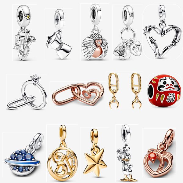 

new silver stud earrings love rose gold pendant charm fashion designer jewelry bracelet for women party gift diy fit pandora bracelet neckla, Golden;silver