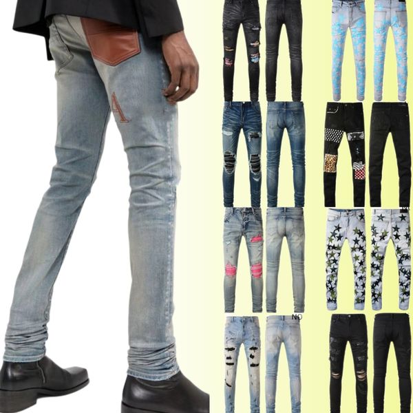

purple jeans broken jeans miri jeans jeans men's jeans designer jeans skinny straight jeans locomotive europe and the united states tre, Blue
