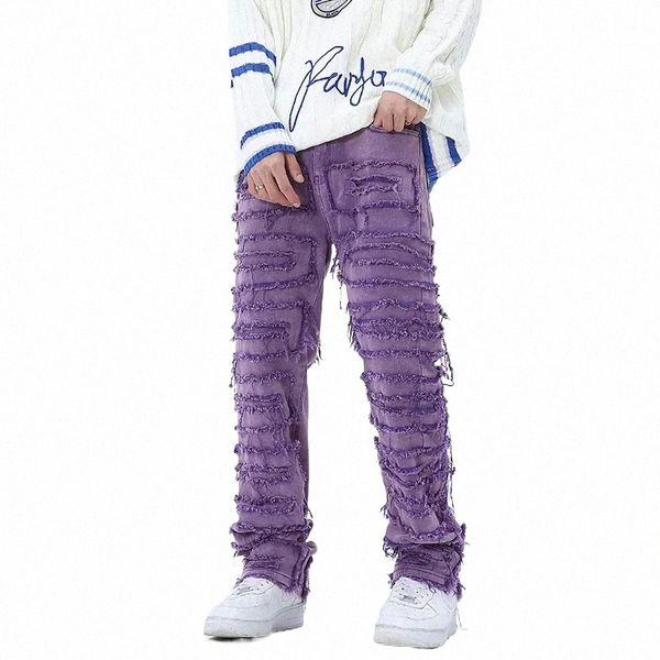 

men's jeans hip-hop street fashion slim pencil pants xxl orange red purple b2il#, Blue
