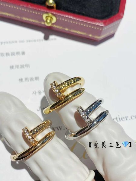 

designer new jiao fei mei adopts card's classic high edition fashion end diamond 18k gold rose nail ring for women, Golden;silver