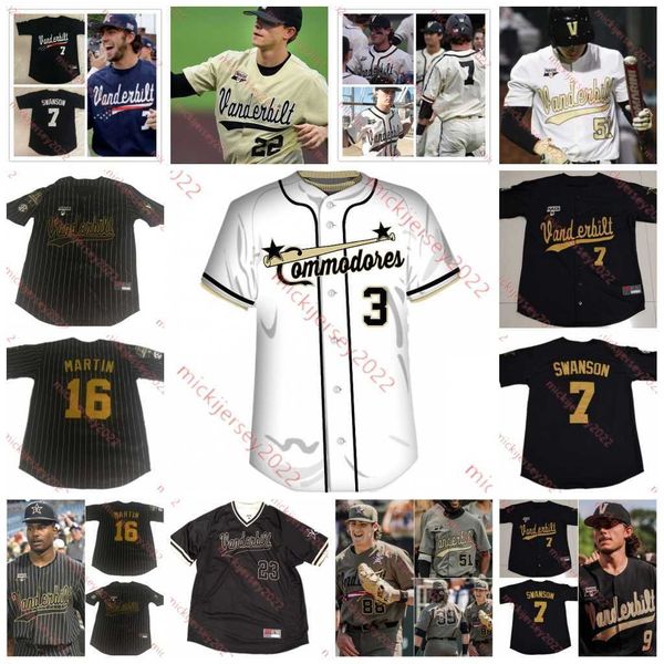 

walker buehler dansby swanson vanderbilt commodores baseball jersey custom stitched j.j. bleday kumar rocker ethan paul philip clarke mens y, Blue;black