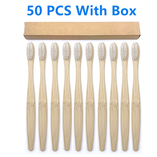 

toothbrush 50pack bamboo biodegradable soft bristle wood teeth brush mix color handle ecofriendly oral care 230228