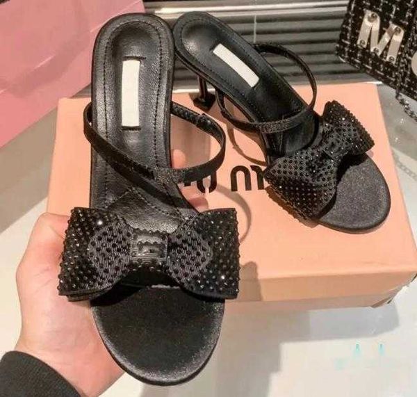 

women's luxury 2023 sandals head slim heel open toe slippery sandals, Black